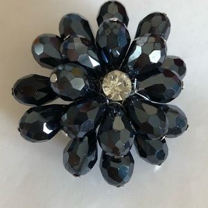 Black Onyx Flower 🌸 Shaped Cocktail Ring Elastic